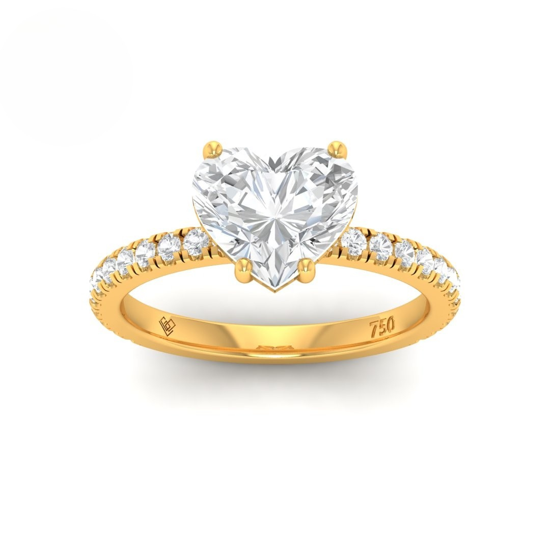 Abigail Heart With Diamond Band Engagement Ring