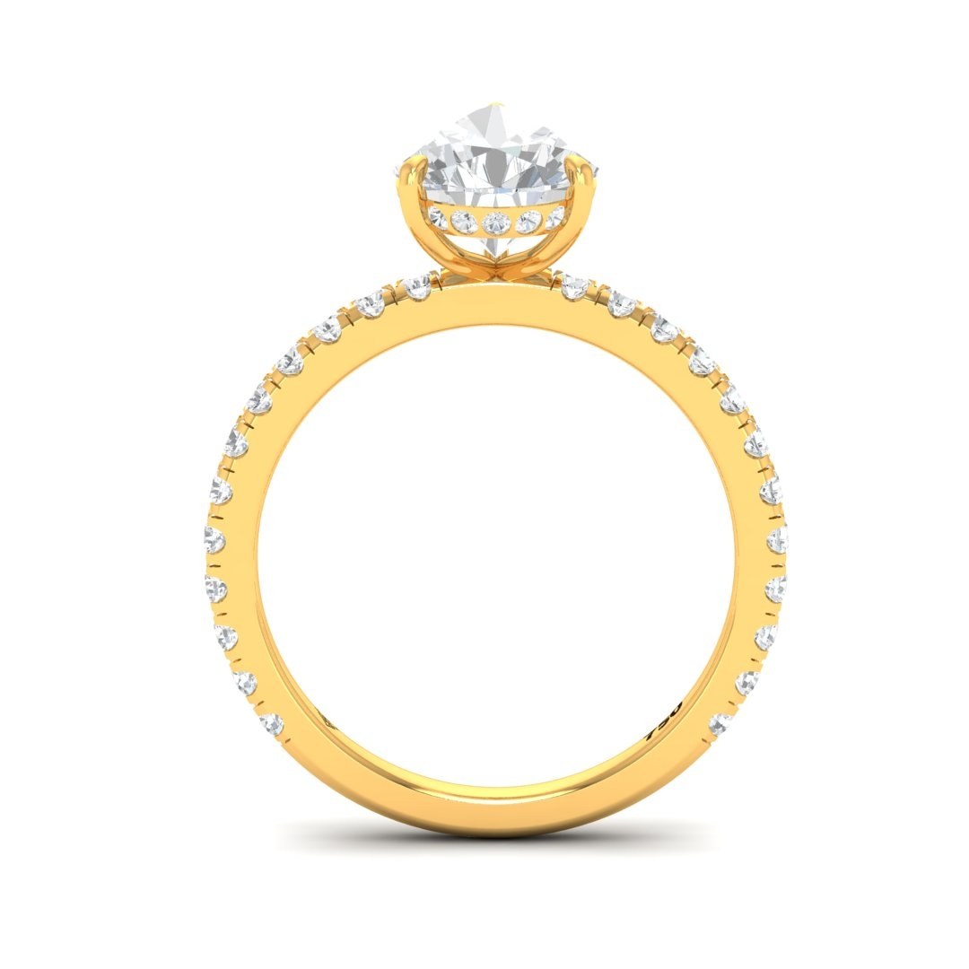 Chloé Pear Cut Diamond Engagement Ring with Diamond Hidden Halo and Diamond Band