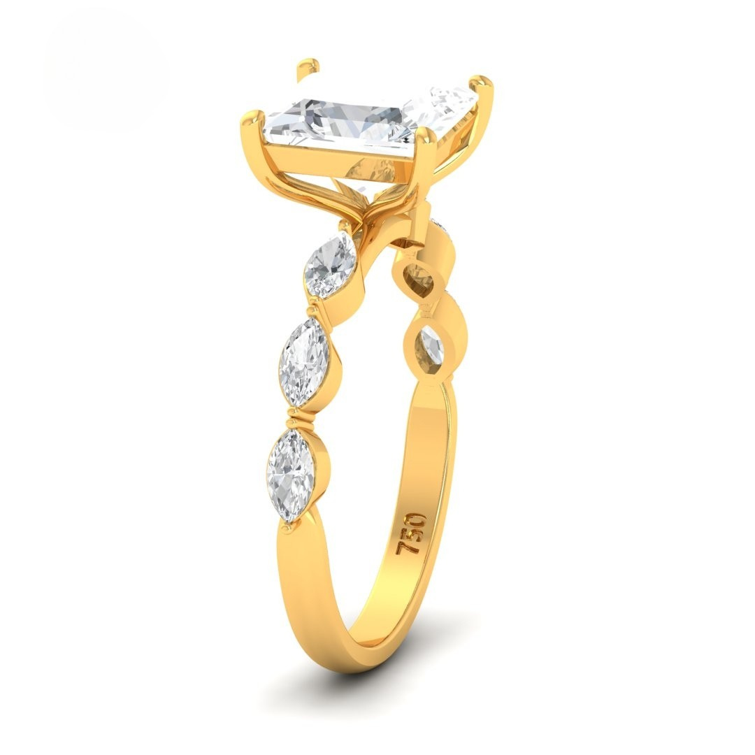 Kasandra Princess Cut Diamond Engagement Ring With A Marquise Cut and Diamond Band