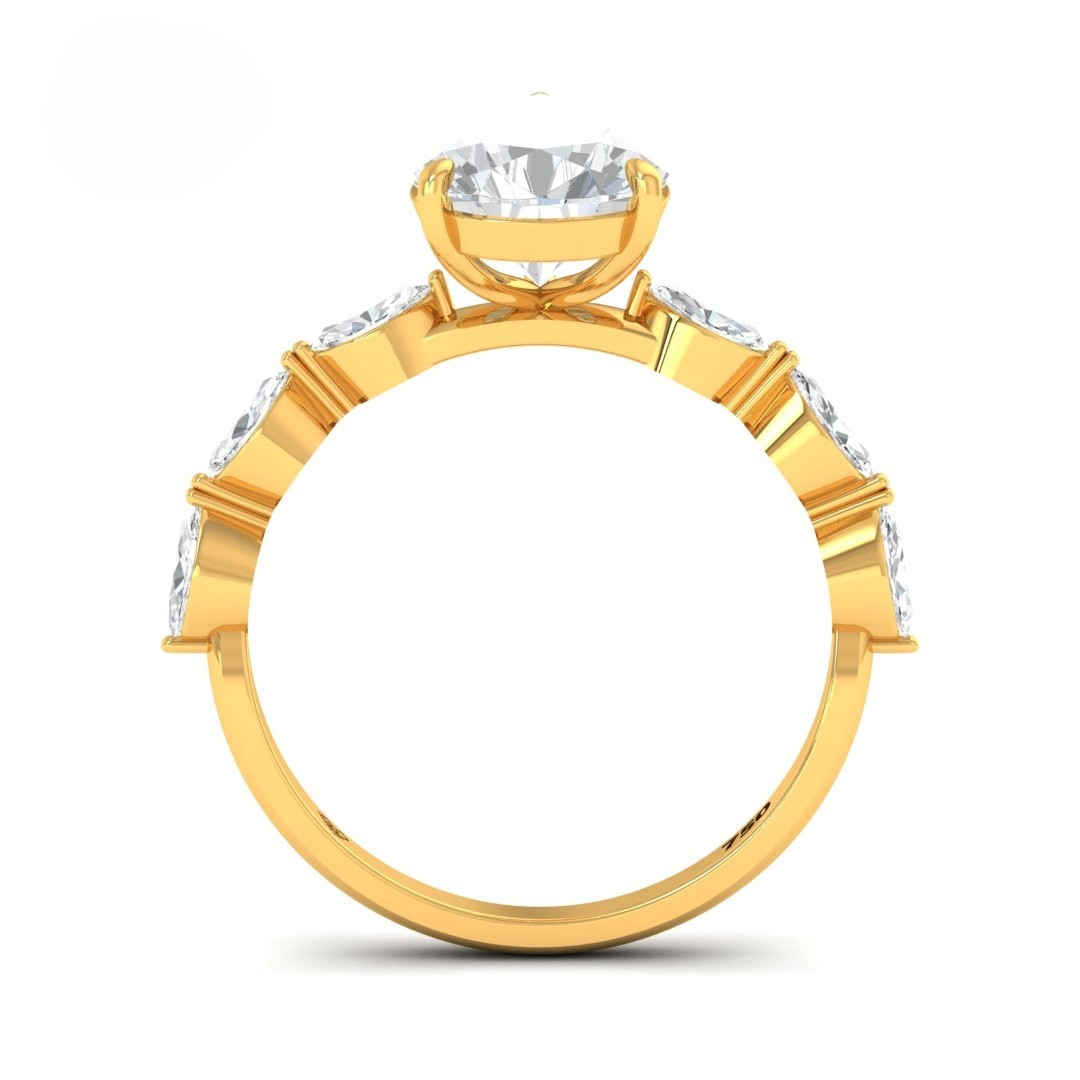 Kasandra Pear Cut Diamond Engagement Ring With A Marquise Cut Diamond Band