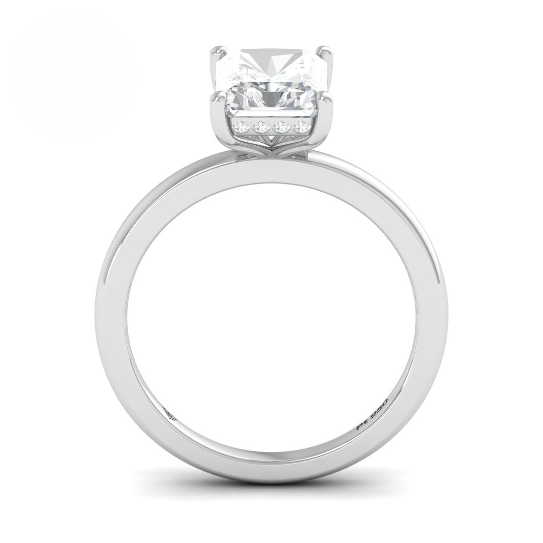 Léa Radiant Cut Diamond With Hidden Halo Engagement Ring