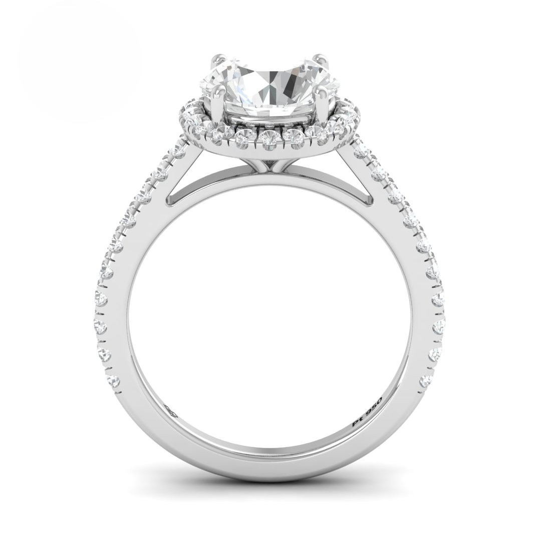 Bella Round Cut Diamond Engagement Ring with Diamond Halo & Diamond Band