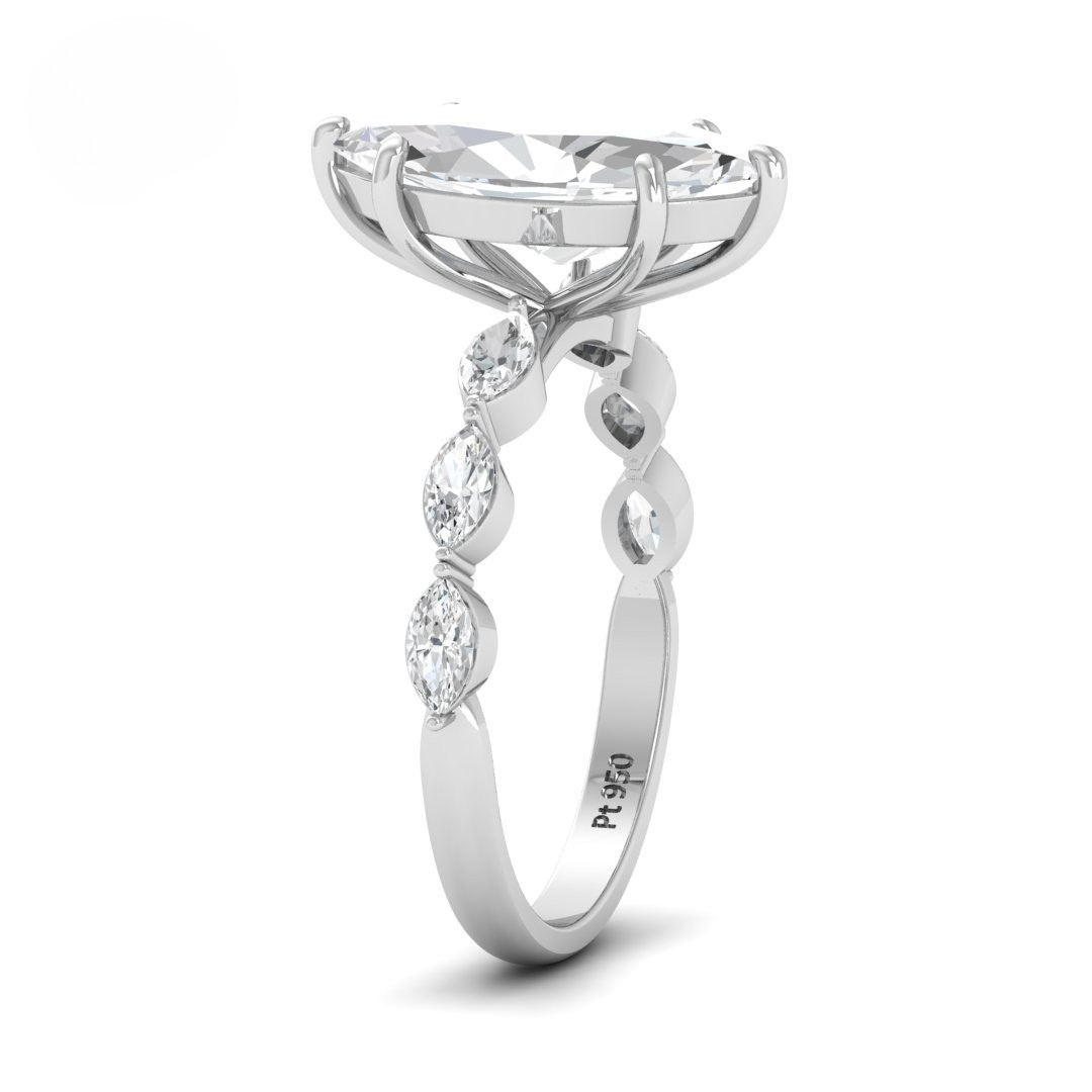 Kasandra Marquise Cut Diamond Engagement Ring With A Marquise Cut Diamond Band