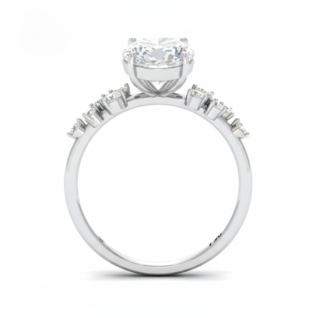 Layla Oval Cut Diamond Engagement Ring With Diamond Accent Band