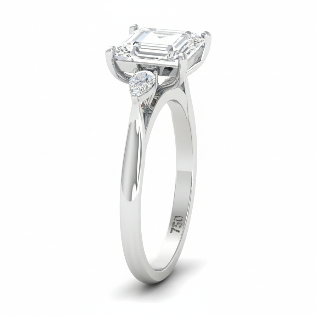 Sofia Princess Cut Diamond Engagement Ring With A Pear sides