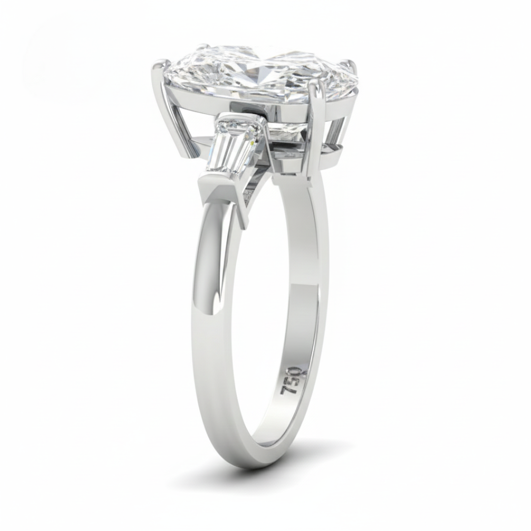 Mary Pear Cut Diamond Engagement Ring With Tapering Baguettes Cut Side Diamonds