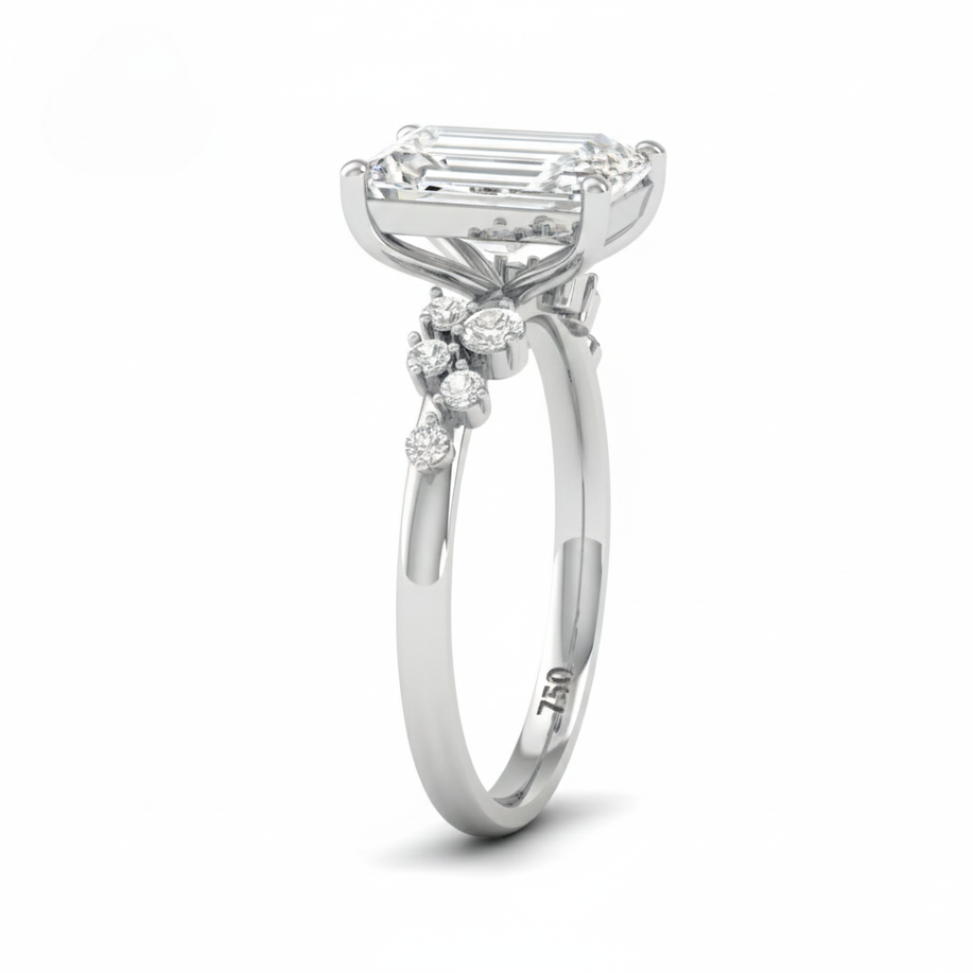 Layla Radiant Cut Diamond Engagement Ring With Accent Band