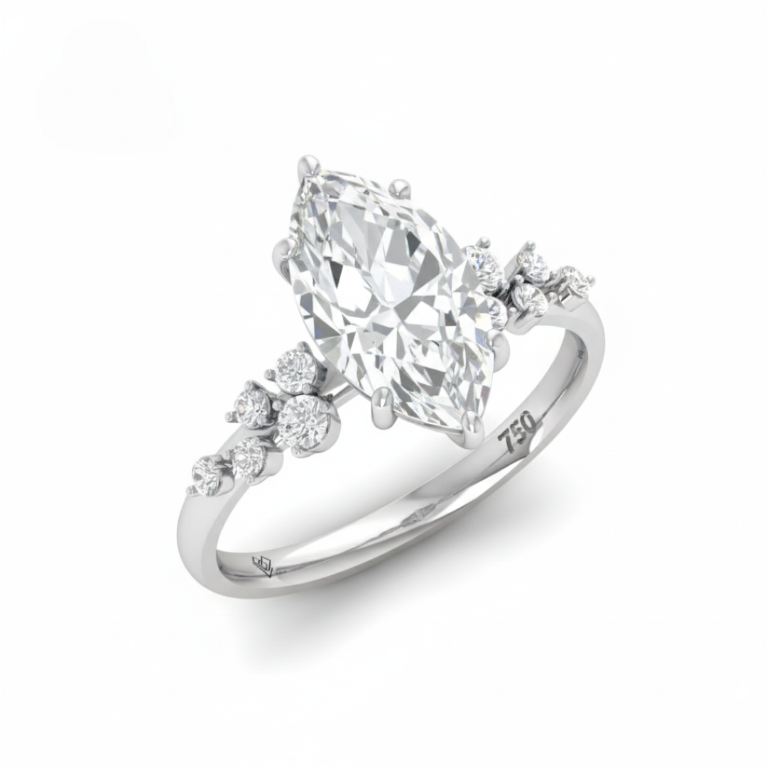 Layla Marquise Cut Diamond Engagement Ring With Accent Band