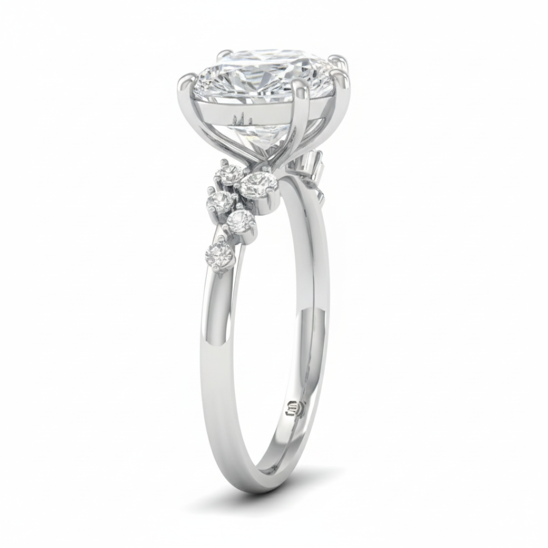 Layla Heart Cut Diamond Engagement Ring with Diamond Accent Band
