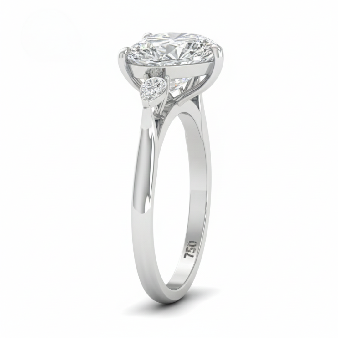 Sofia Heart Cut Diamond Engagement Ring With A Pear Cut Side Diamonds
