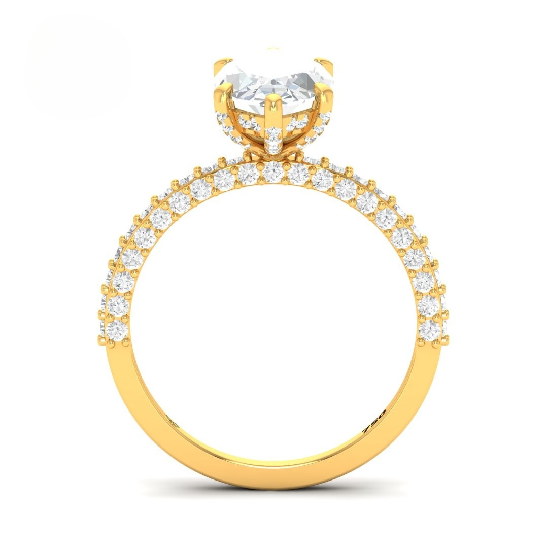 Mia Marquise Cut Diamond Engagement Ring with Diamond Hidden Halo and 3D Diamond Band