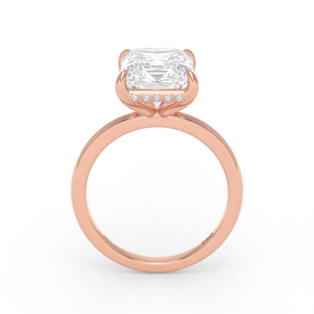 Bague de fiançailles Léa en diamant taille radiant avec halo caché