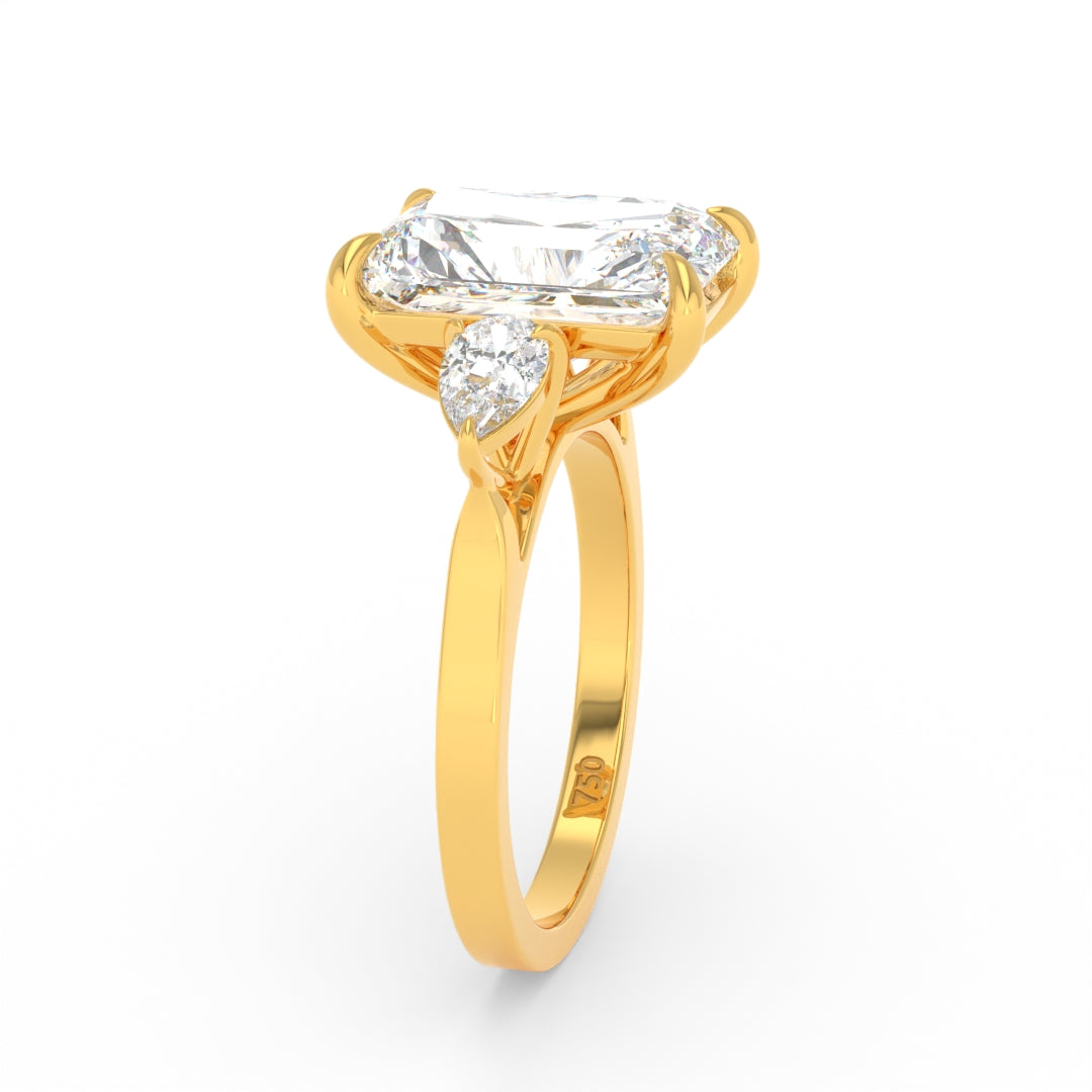 Sofia Radiant Cut Diamond Engagement Ring With A Pear Cut Side Diamonds