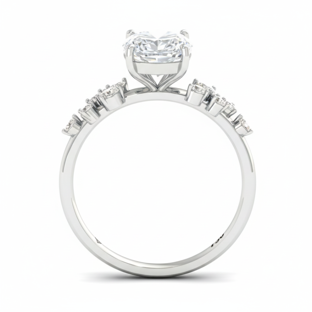 Layla Cushion Diamond Engagement Ring With Diamond Accent Band