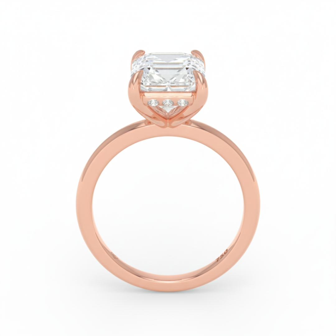 Léa Emerald Cut Diamond With Hidden Halo Engagement Ring