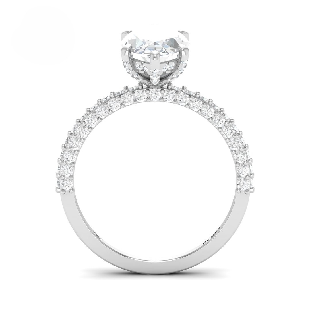 Mia Marquise Cut Diamond Engagement Ring with Diamond Hidden Halo and 3D Diamond Band