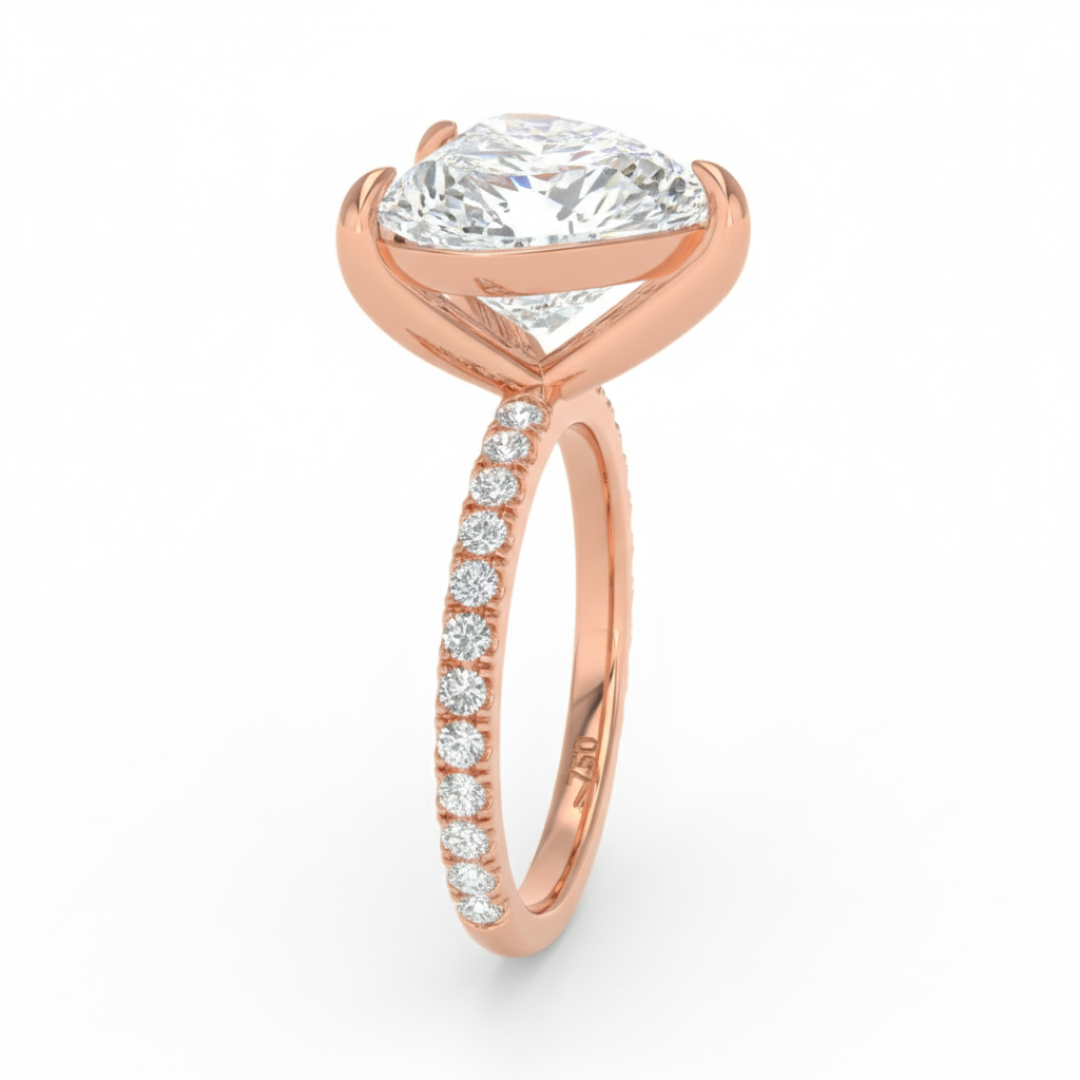 Abigail Heart With Diamond Band Engagement Ring