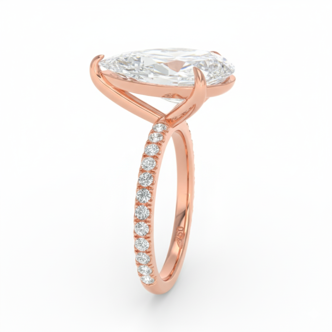 Abigail Pear With Diamond Band Engagement Ring