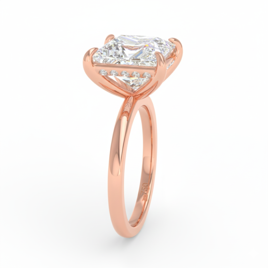 Léa Princess Cut Diamond With Hidden Halo Engagement Ring