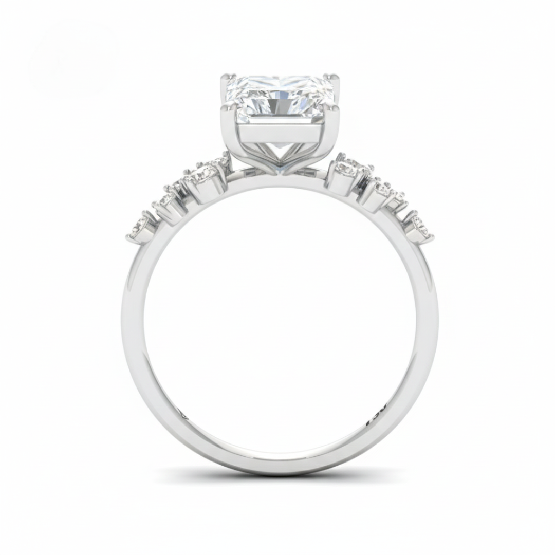 Layla Radiant Cut Diamond Engagement Ring With Accent Band