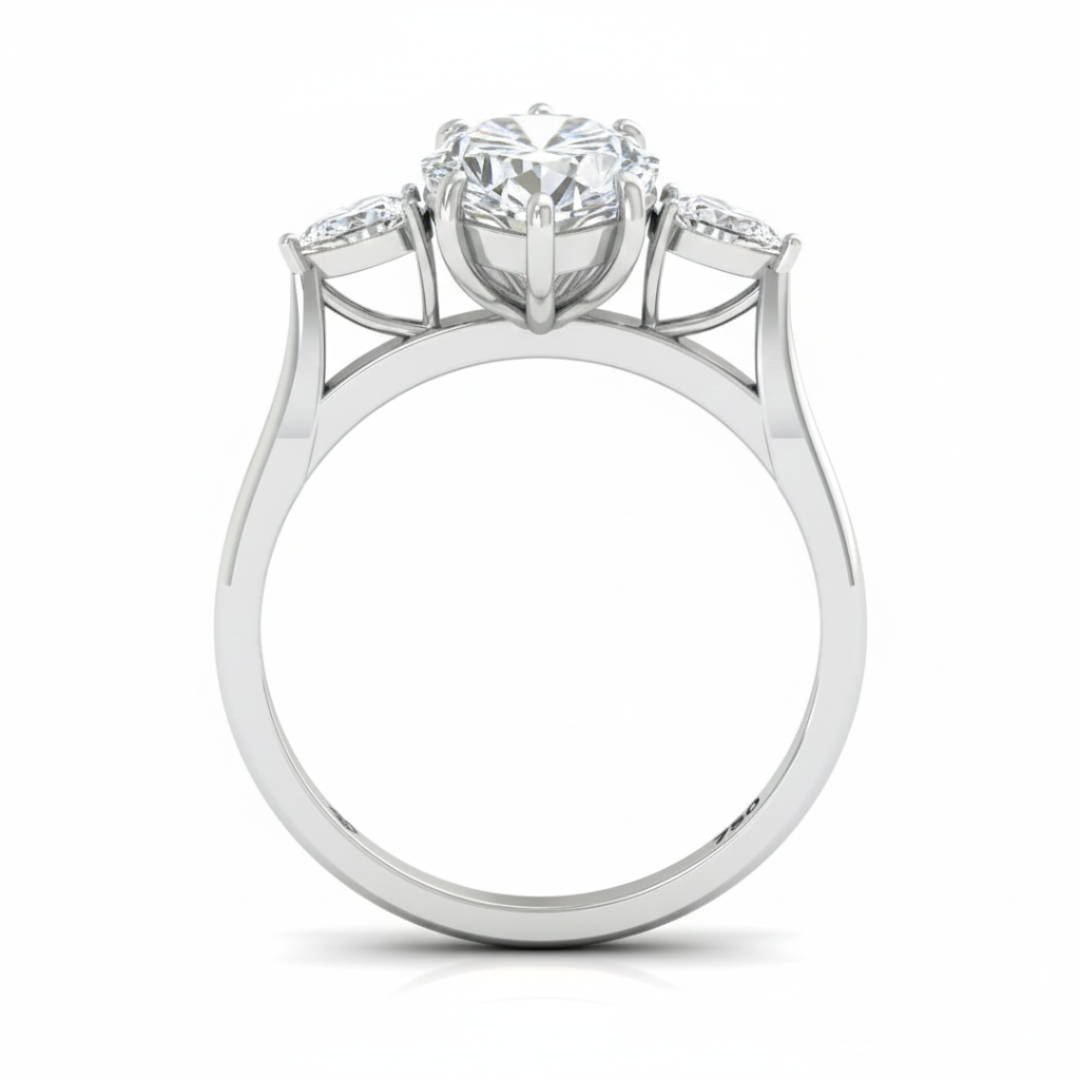 Sofia Marquise Cut Diamond Engagement Ring with Pear Cut Side Diamonds