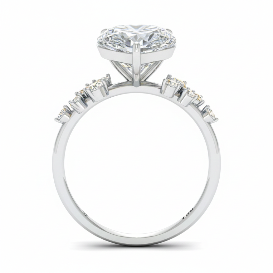 Layla Heart Cut Diamond Engagement Ring with Diamond Accent Band