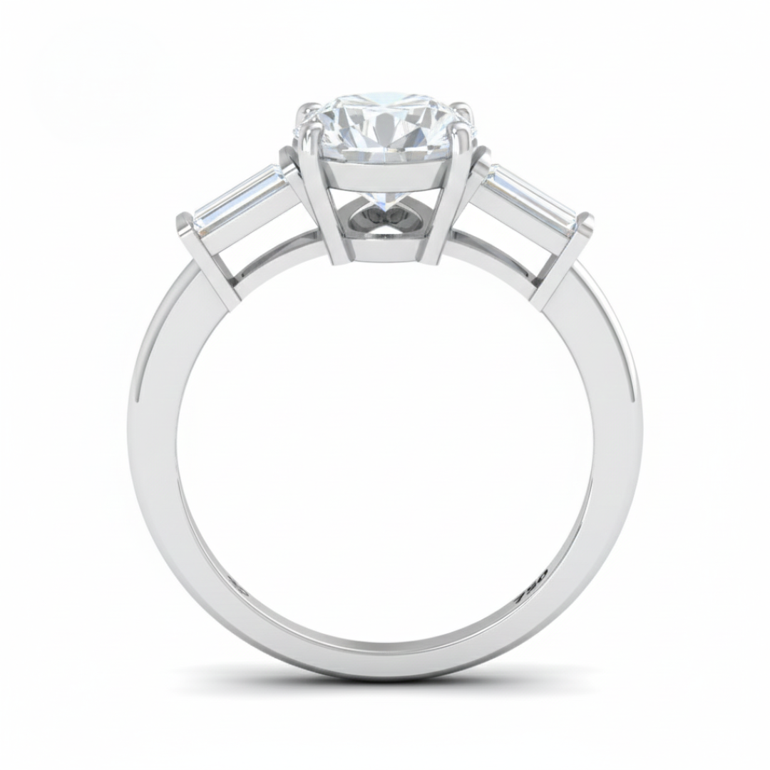 Mary Pear Cut Diamond Engagement Ring With Tapering Baguettes Cut Side Diamonds