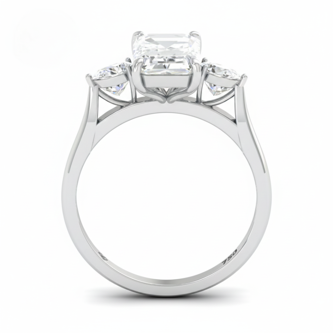 Sofia Emerald Cut Diamond Engagement Ring With A Pear Sides