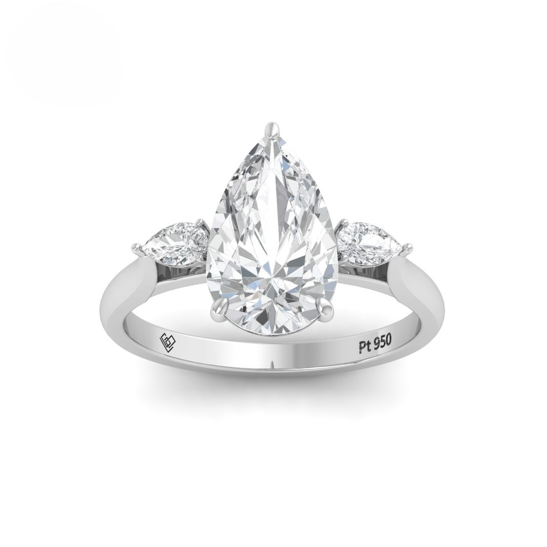 Sofia Pear Cut Diamond Engagement Ring With A Pear Cut Side Diamonds