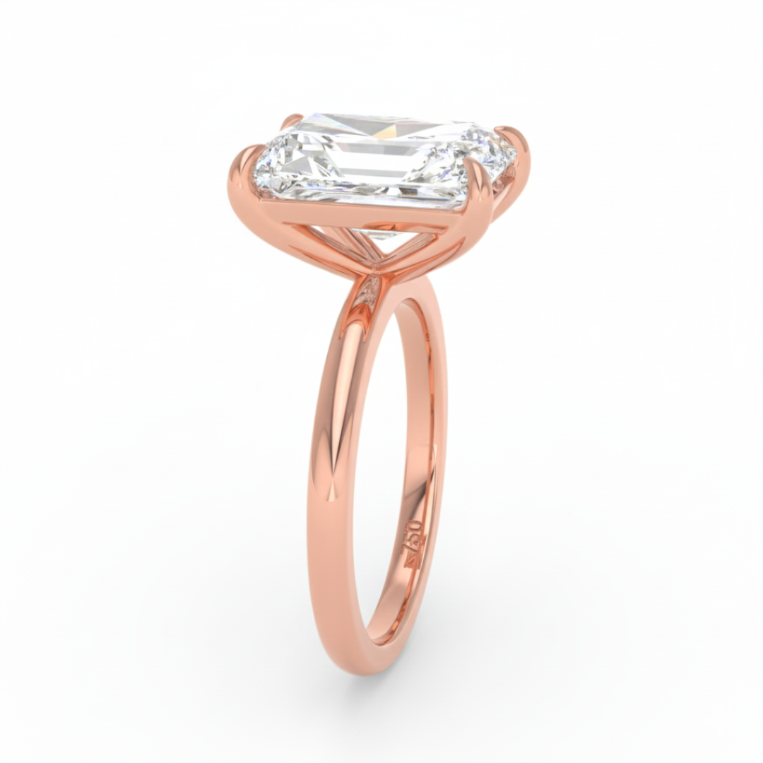 Noémie Solitaire Radiant Cut With Diamond Engagement Ring