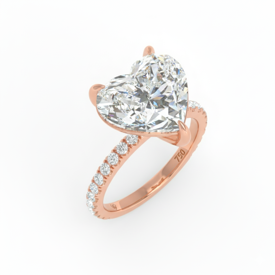 Abigail Heart With Diamond Band Engagement Ring