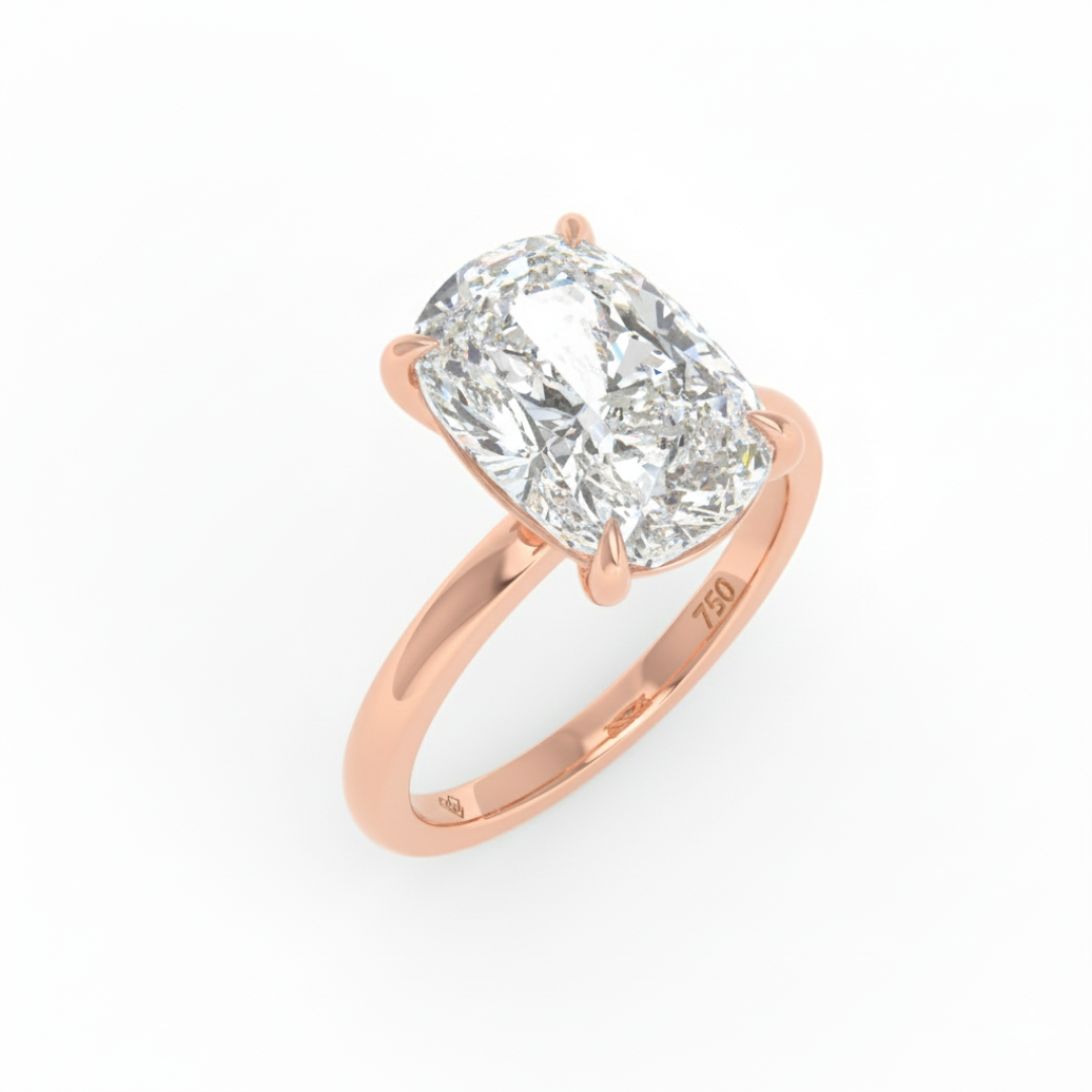 Noémie Solitaire Cushion Cut With Diamond Engagement Ring