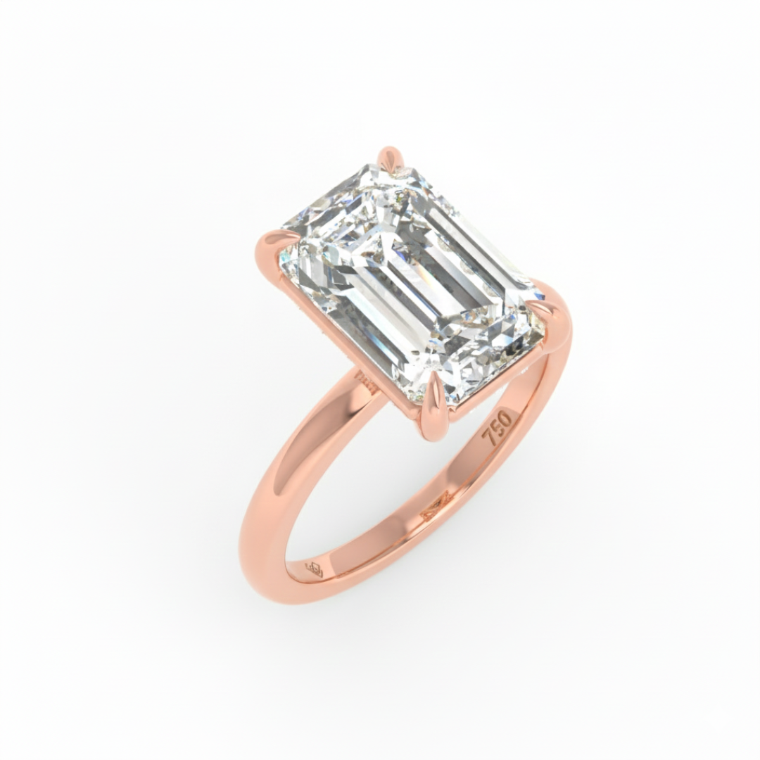 Léa Emerald Cut Diamond With Hidden Halo Engagement Ring