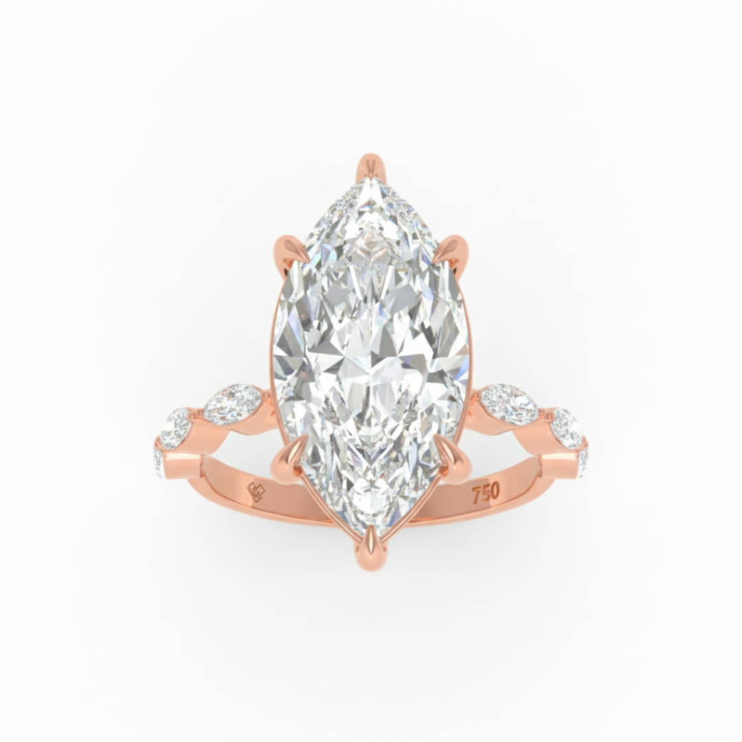 Kasandra Marquise Cut Diamond Engagement Ring With A Marquise Cut Diamond Band