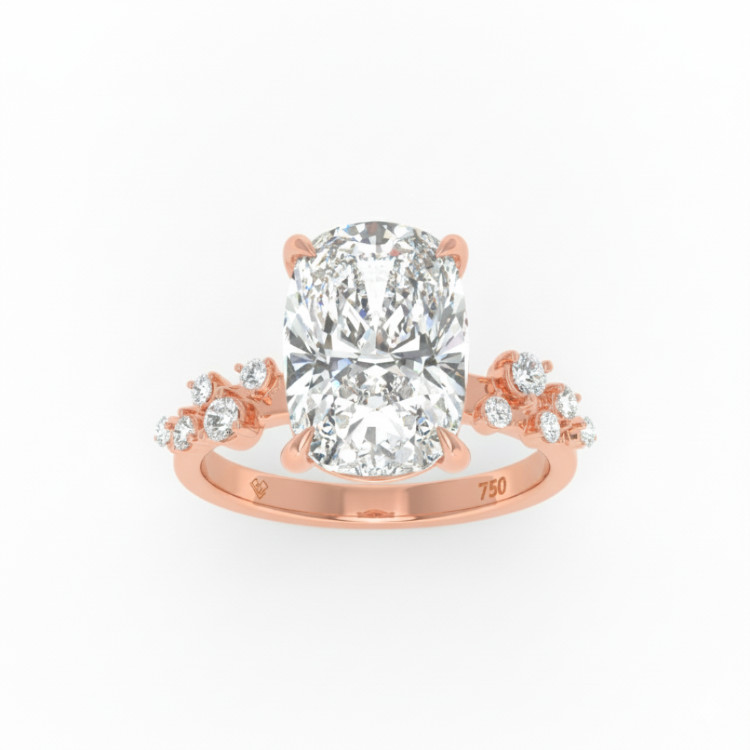 Layla Cushion Diamond Engagement Ring With Diamond Accent Band
