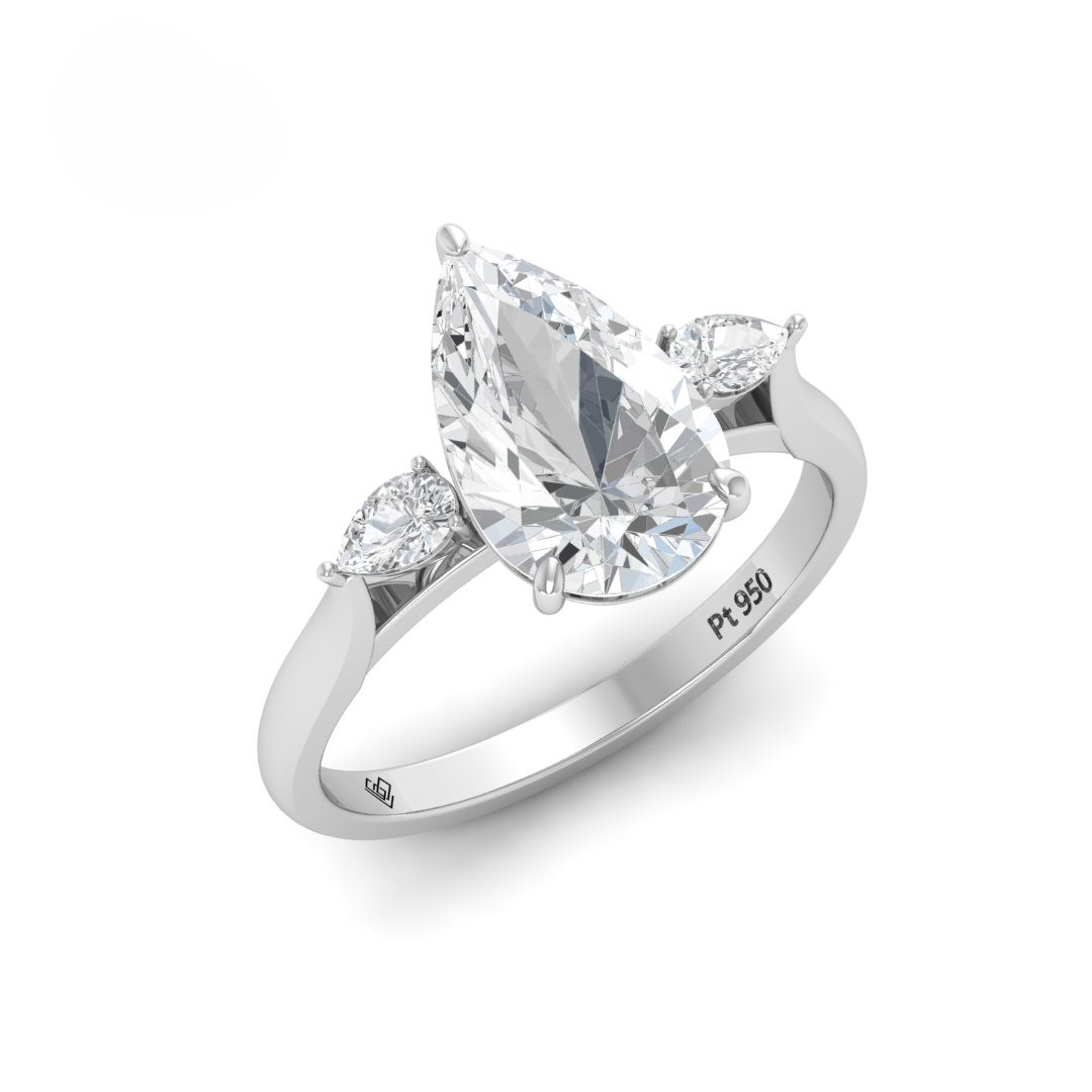 Sofia Pear Cut Diamond Engagement Ring With A Pear Cut Side Diamonds