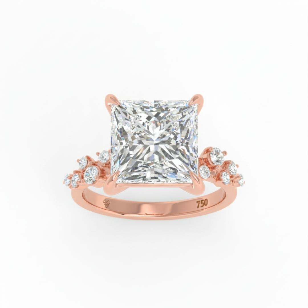 Bague de fiançailles Layla avec diamant taille princesse et anneau accentué