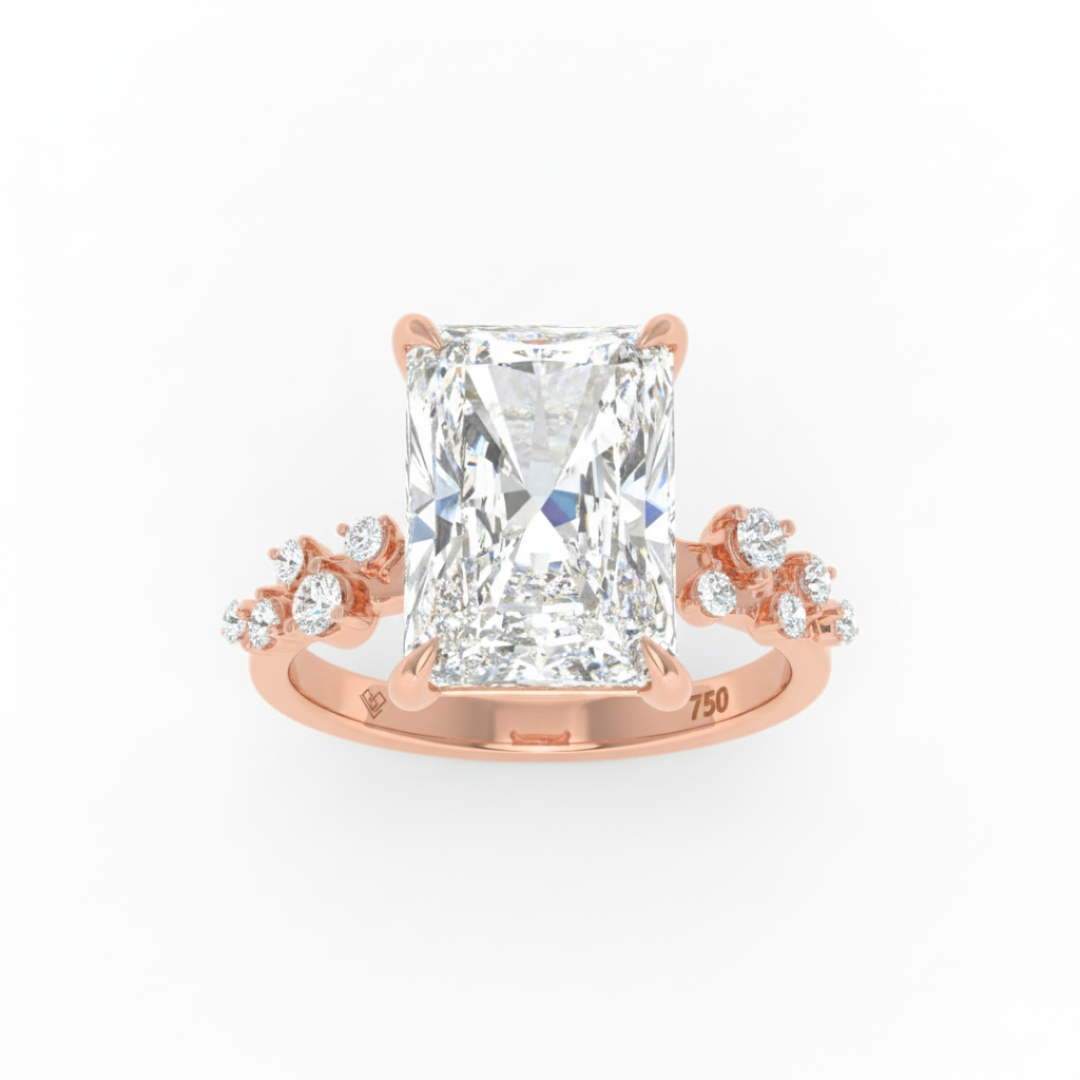 Layla Radiant Cut Diamond Engagement Ring With Accent Band