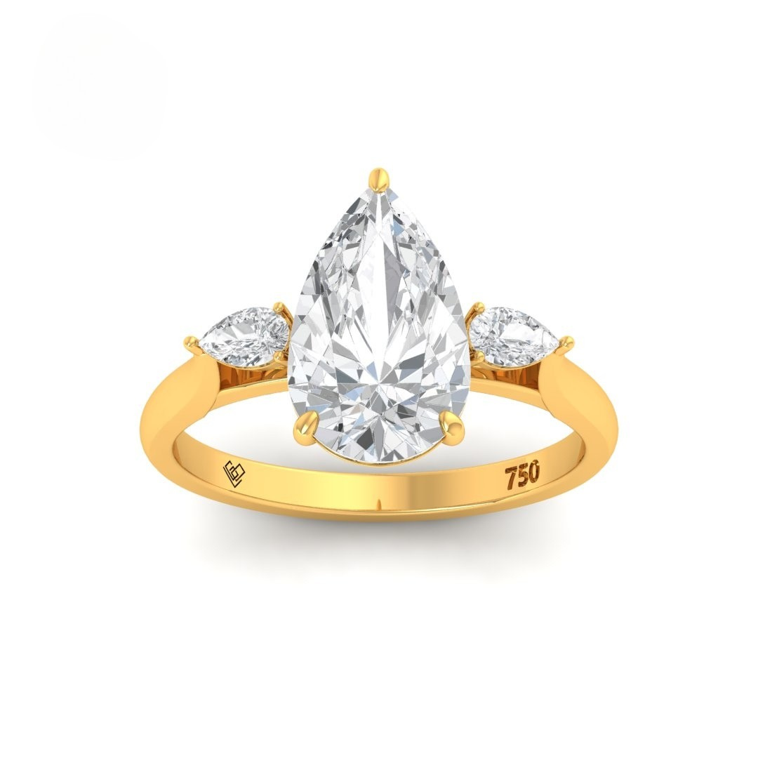 Sofia Pear Cut Diamond Engagement Ring With A Pear Cut Side Diamonds