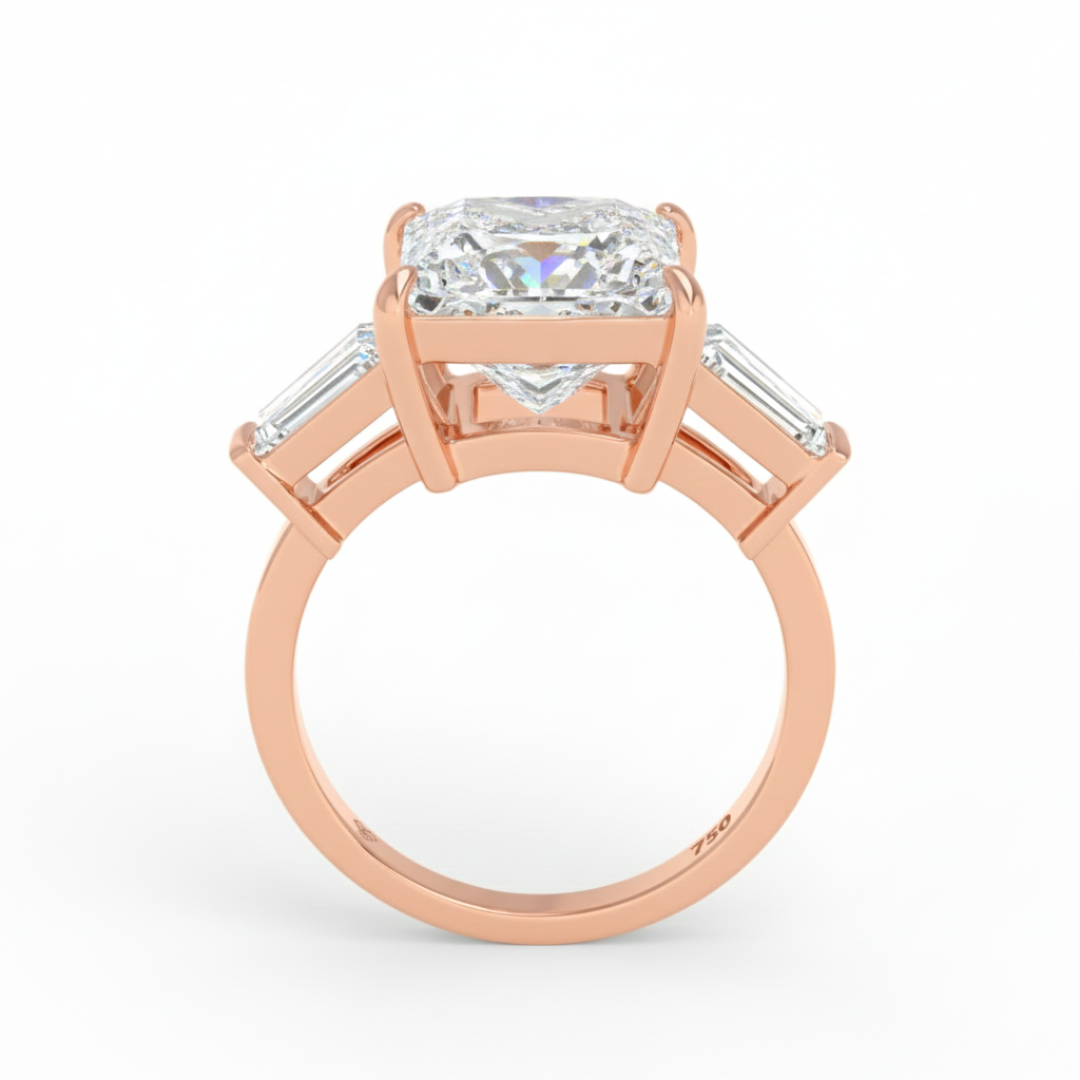 Mary Princess Cut Diamond Engagement Ring With Tapering Baguette Cut Side Diamonds