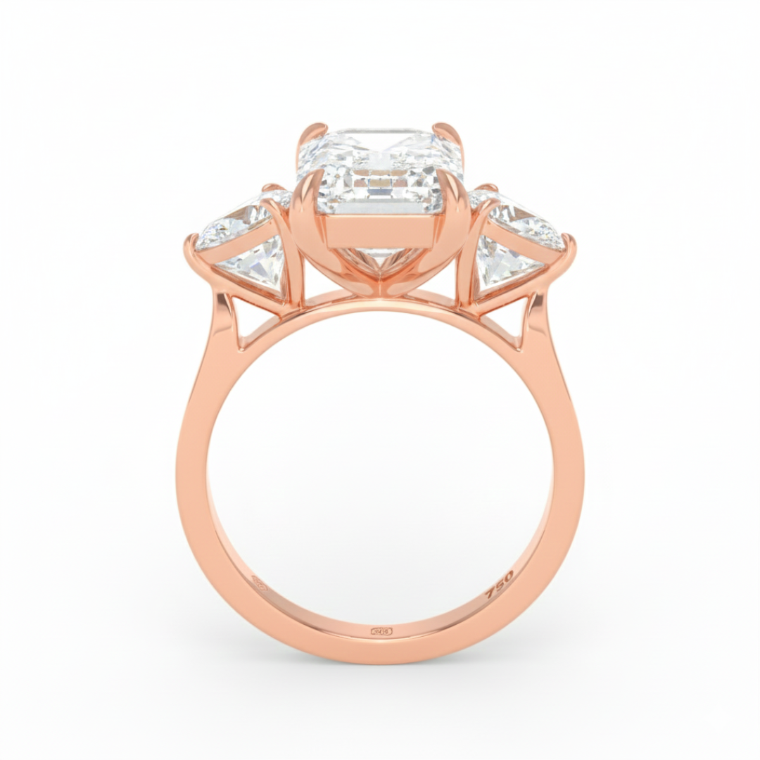 Sofia Emerald Cut Diamond Engagement Ring With A Pear Sides
