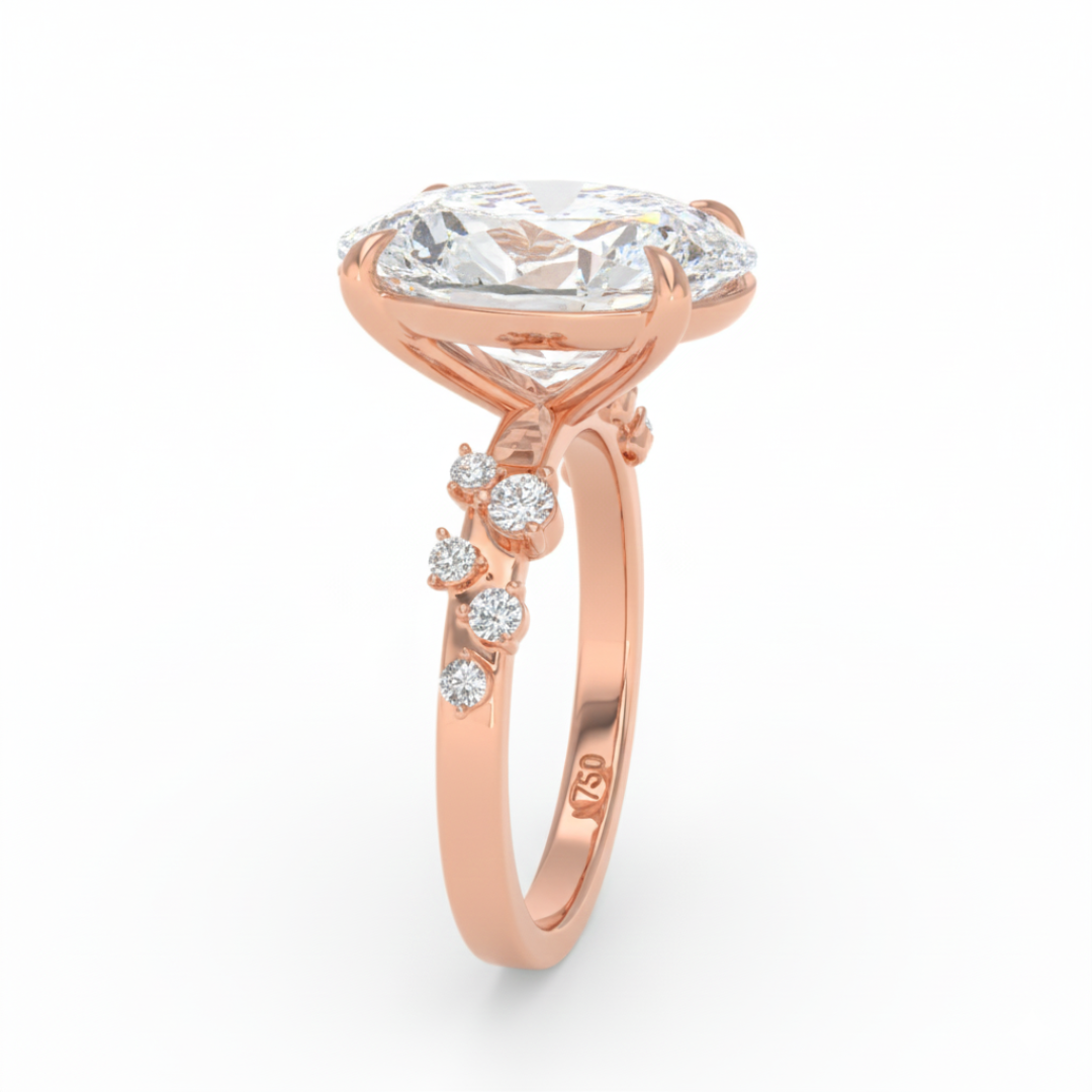 Layla Oval Cut Diamond Engagement Ring With Diamond Accent Band