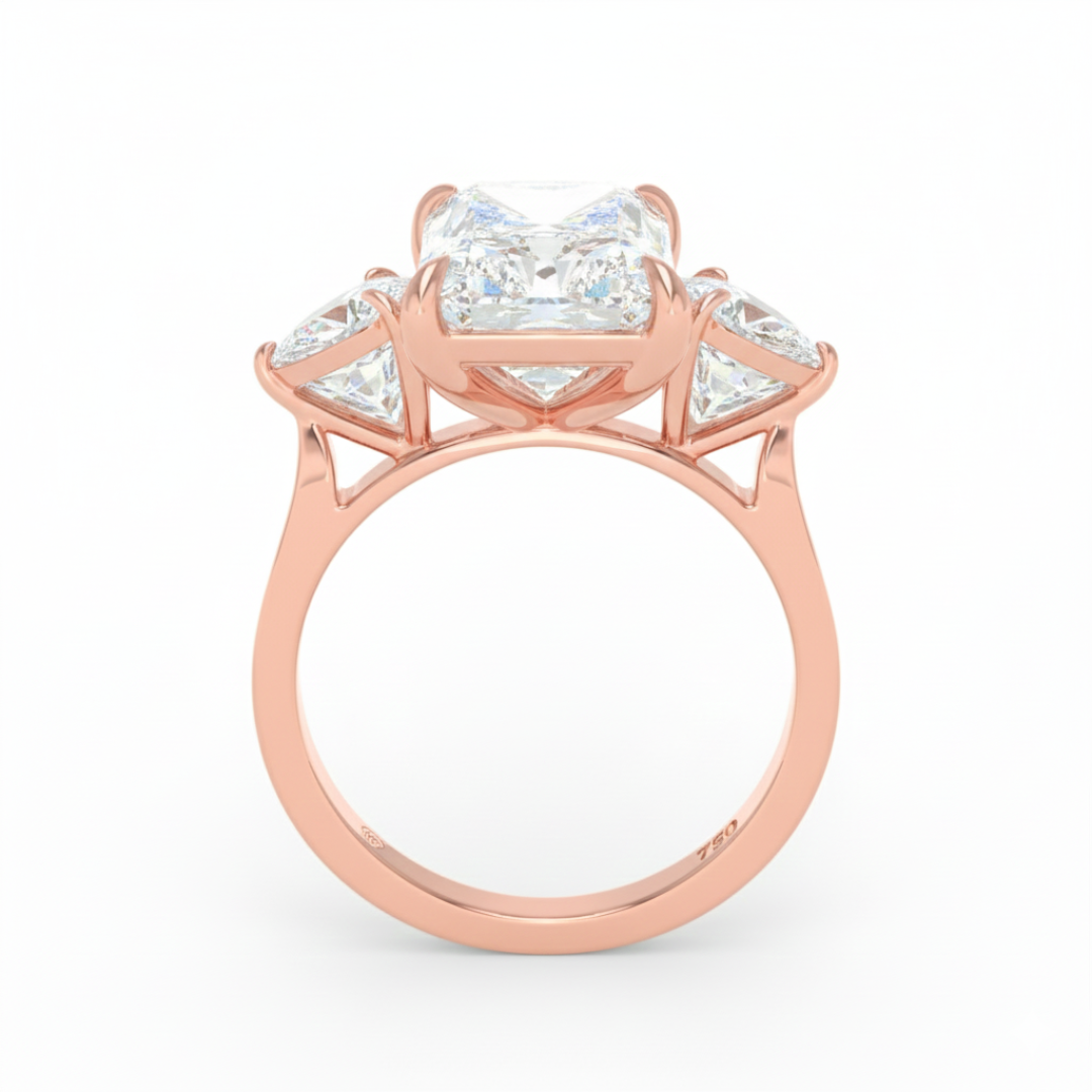 Sofia Radiant Cut Diamond Engagement Ring With A Pear Cut Side Diamonds