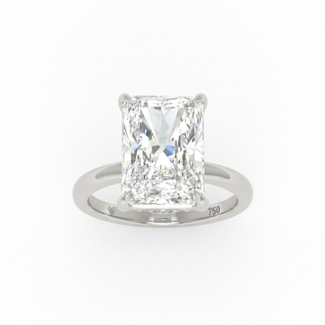 Bague de fiançailles Léa en diamant taille radiant avec halo caché