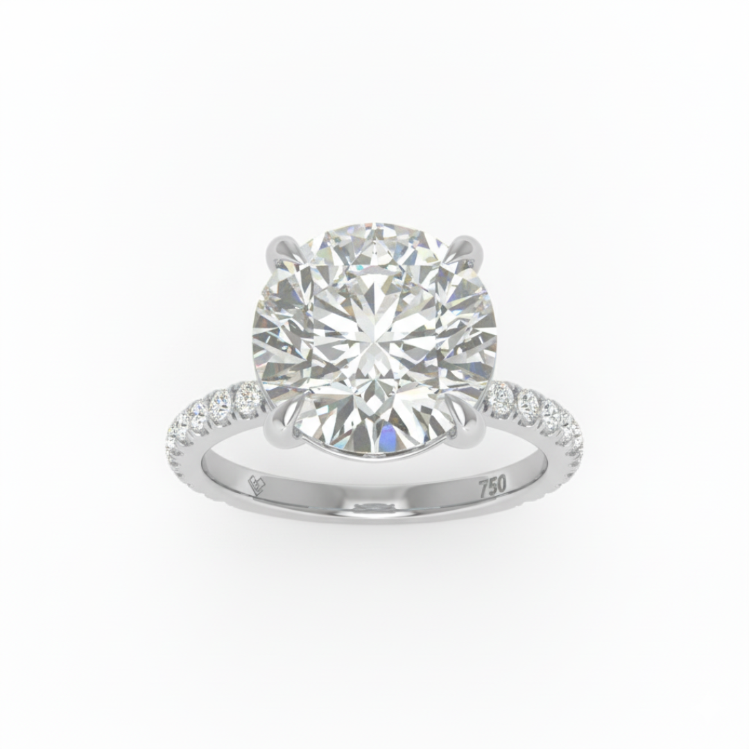 Abigail Round With Diamond Band Engagement Ring