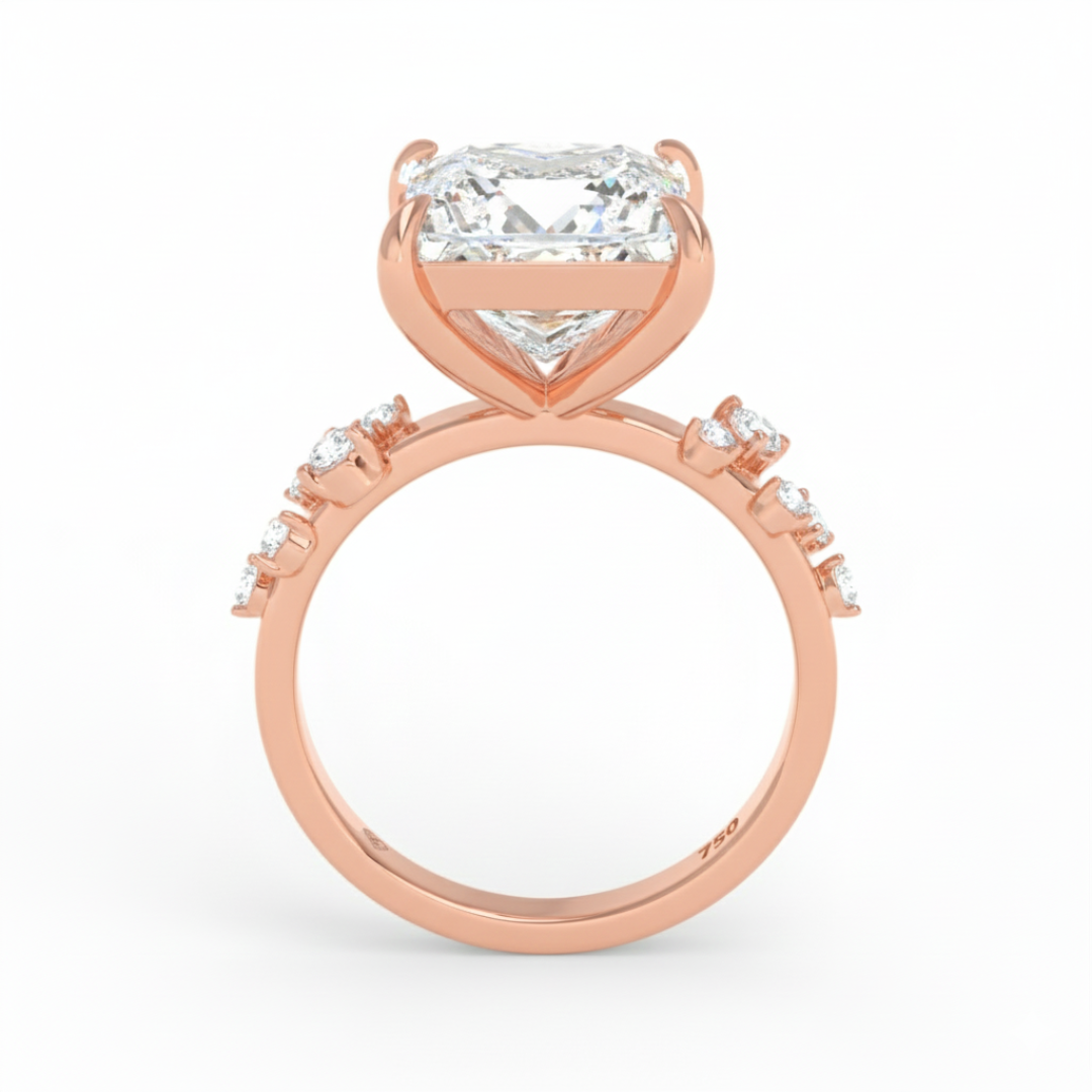 Bague de fiançailles Layla avec diamant taille princesse et anneau accentué