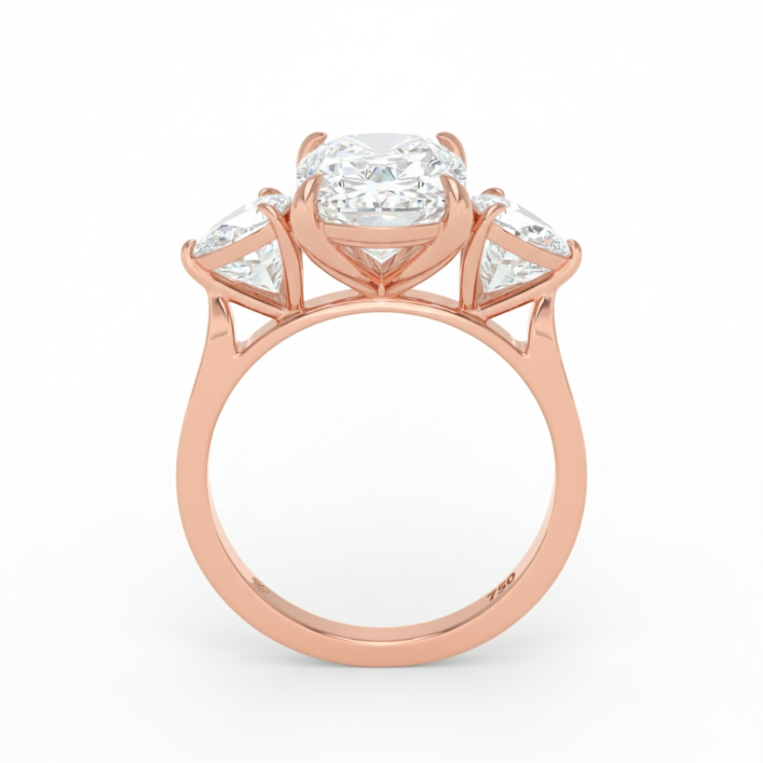 Sofia Cushion Cut Diamond Engagement Ring With A Pear Cut Side Diamonds