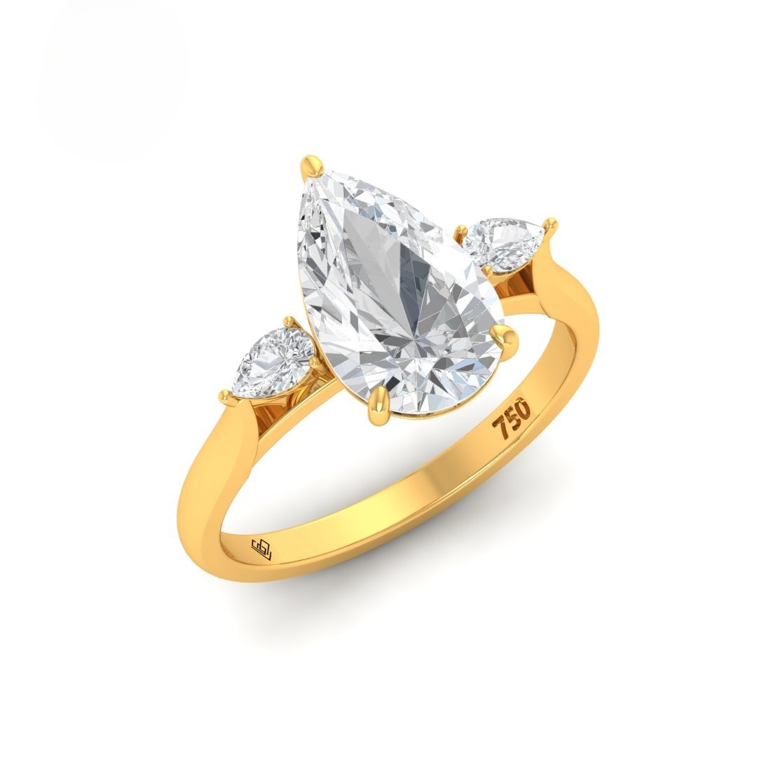 Sofia Pear Cut Diamond Engagement Ring With A Pear Cut Side Diamonds