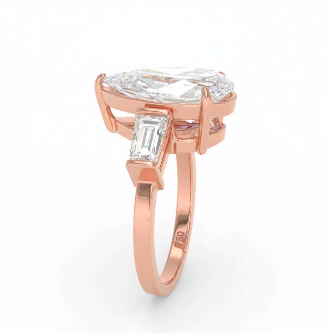 Mary Pear Cut Diamond Engagement Ring With Tapering Baguettes Cut Side Diamonds