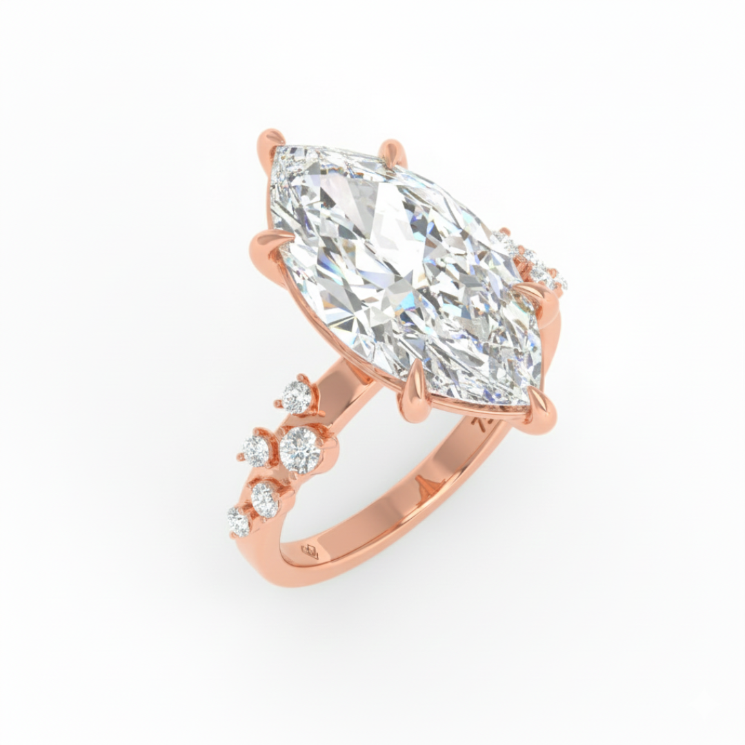 Layla Marquise Cut Diamond Engagement Ring With Accent Band